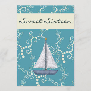 Personlig Sweet 16 Sailboat Birthday Inbjudan