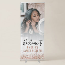 Personlig Sweet 16 Välkomstskylt Rosa Glitter