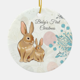 Personlig Sweet Bunnies Baby 1 jul Julgransprydnad Keramik