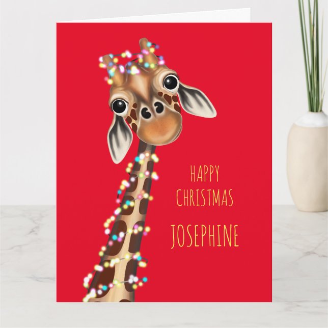 Personlig SWEET GIRAFFE-julkort Kort (Framsida)