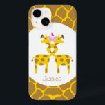 Personlig Sweet Giraffes i Kärlek<br><div class="desc">En bra design för att fira Alla hjärtans dag med en illustration av två söta giraffer i kärlek med nacke som har ett giraffe mönster gräns utanför. Texten är helt och hållet anpassade till kostym för era egna behov.</div>