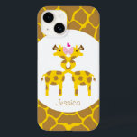 Personlig Sweet Giraffes i Kärlek<br><div class="desc">En bra design för att fira Alla hjärtans dag med en illustration av två söta giraffer i kärlek med nacke som har ett giraffe mönster gräns utanför. Texten är helt och hållet anpassade till kostym för era egna behov.</div>