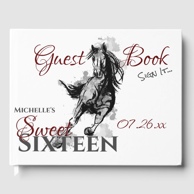 Personlig Sweet sixteen Galloping Horse Gästböcker (Framsida)