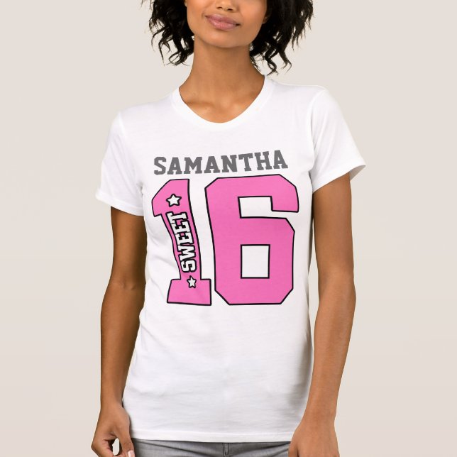 Personlig Sweet sixteen Shirt T-shirt (Framsida)
