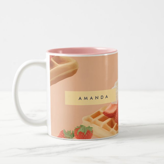 Personlig Sweet Strawberry Waffle Mönster Två-Tonad Mugg (Vänster)