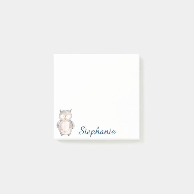 Personlig Sweet Watercolor Uggla Post-it Block (Framsida)