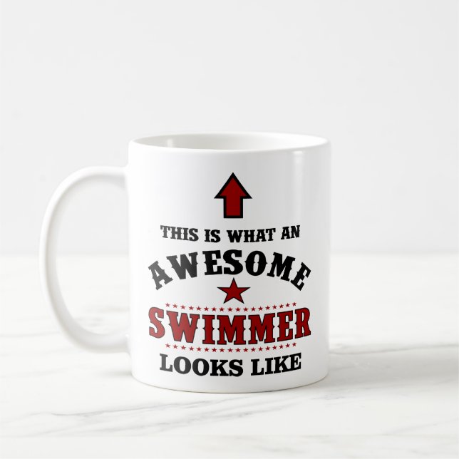 Personlig Swimmer Gift Kaffemugg (Vänster)