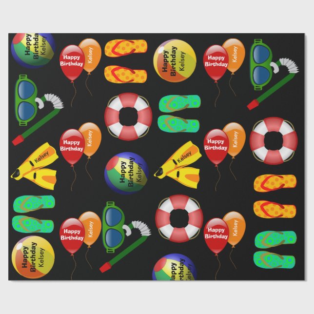 Personlig Swimming Birthday Presentpapper (Platt)