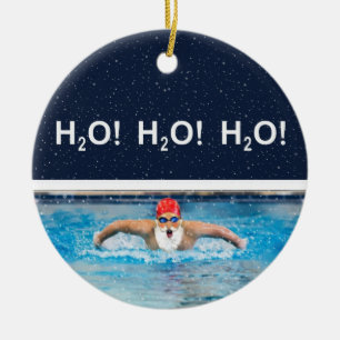 Personlig Swimming Helgdag Gift Ceramic Ornamen Julgransprydnad Keramik
