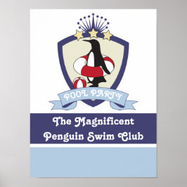 Personlig Swimming Klubb Vapensköld Cute Penguin K Poster