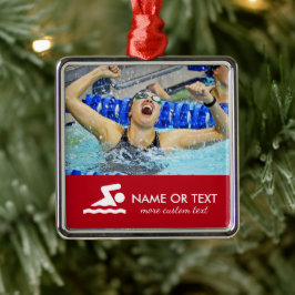 Personlig Swimming Photo Swimmer Namn jul Julgransprydnad Metall