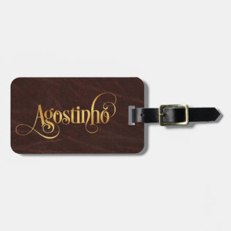 Personlig Swirly Script Agostinho Guld Leather Bagagebricka