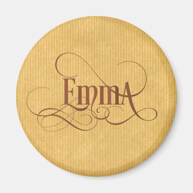 Personlig Swirly Script Emma Kraft Papper Magnet (Framsidan)