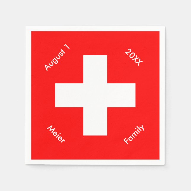 Personlig Swiss Flagga Anpassningsbar Schweiz Pappersservett (Framsidan)
