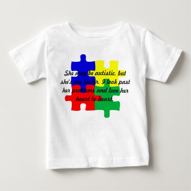Personlig ’Syster’ Autism T-Shirt Infants’ (Framsida)