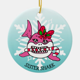 Personlig Syster Shark and Snowflake Julgransprydnad Keramik