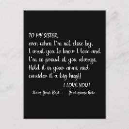 Personlig syster till min syster jag älskar dig vykort