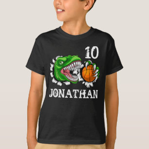 Personlig T-Rex Basket 10-årsdag Dino T Shirt