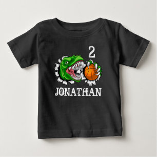 Personlig T-Rex Basket 2-årsdag Dino T Shirt