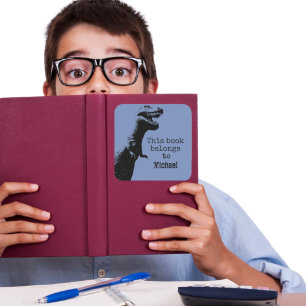 Personlig T-Rex Detta bok-tillhör till Fyrkantigt Klistermärke