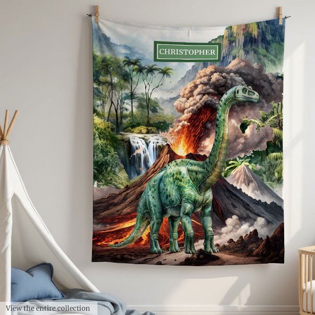 Personlig T-Rex Dinosaur Birthday Blanket Boy Fleecefilt (Personalized T-Rex Dinosaur Birthday Blanket for Boys)