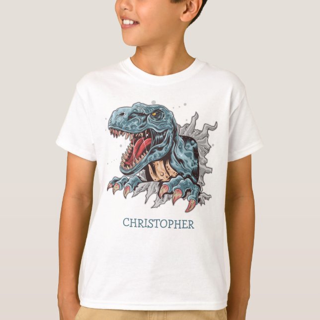 Personlig t-rex dinosaur-födelsedagspresent t shirt (Framsida)