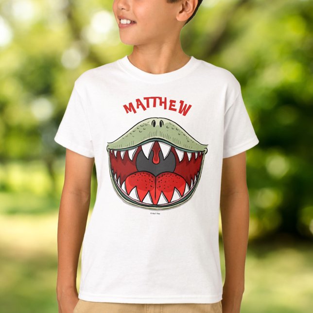Personlig T- rex Dinosaur Grönt Mouth Kids Namn T Shirt (Personalized T-rex Dinosaur Green Mouth Kids Name T-Shirt)