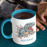 Personlig T-Rex dinosaur kopp<br><div class="desc">Lägg till ett barns namn på denna kopp med en T-Rex dinosaurie för att skapa en fin present till alla dinosaurie fans.</div>
