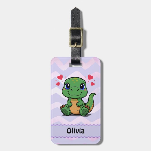 Personlig T-Rex Dinosaurie Bagagelapp (Vertikal Framsida)