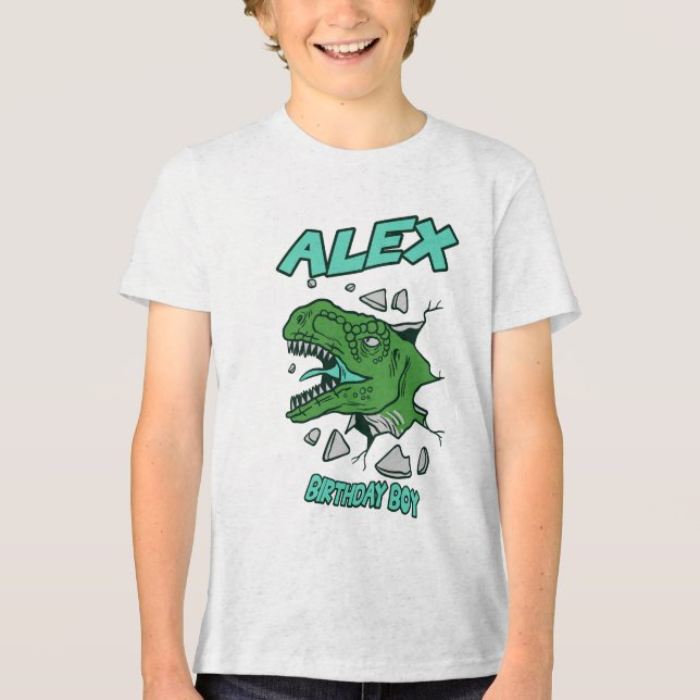 Personlig T-Rex Födelsedags T-Shirt för Pojkar Red (Framsida)