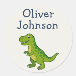 Personlig T-Rex Söt Dinosaurie Namn Barn Runt Klistermärke