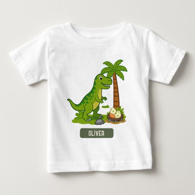 Personlig T-Rex Söt Dinosaurie  T Shirt (Framsida)
