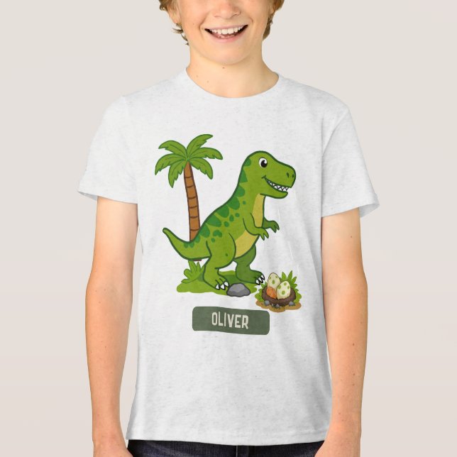 Personlig T-Rex Söt Dinosaurie  T Shirt (Framsida)