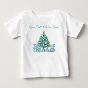 Personlig T-Shirt Blå Jul Baby Tröja