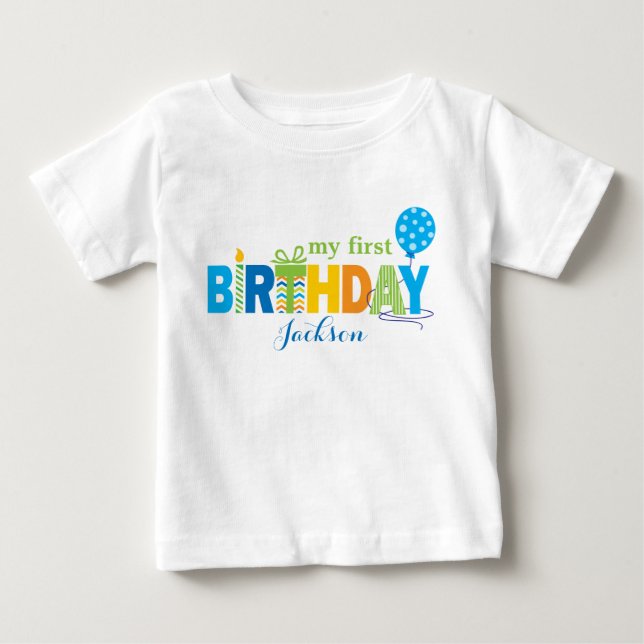 Personlig T-shirt för Första Födelsedagen (Framsida)