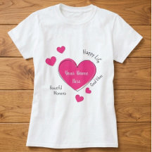Personlig T-Shirt för Kvinnor med Rosa Hjärtan