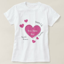 Personlig T-Shirt för Kvinnor med Rosa Hjärtan