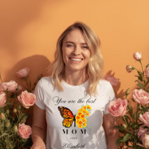 Personlig T-Shirt för Mors Dag med Blommig Fjäril