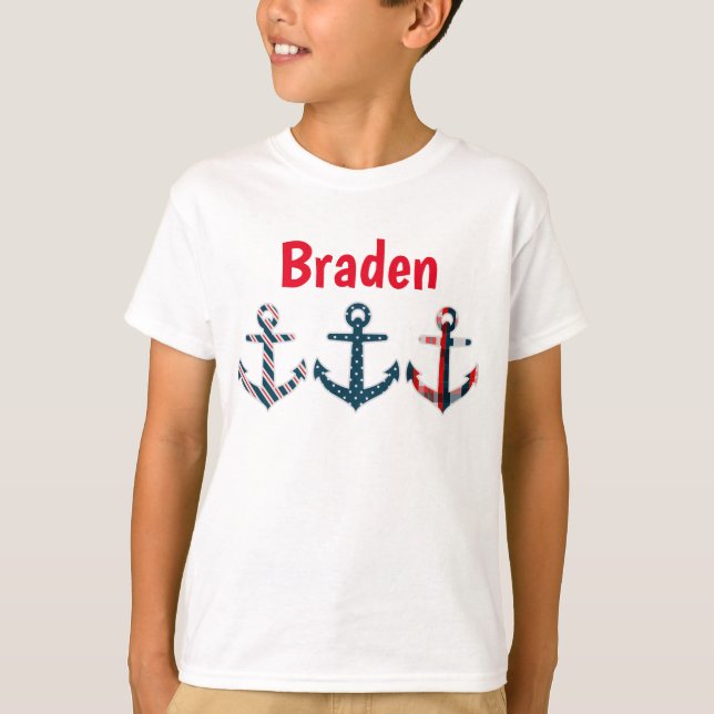 Personlig T-shirt för Nautiskt mönstrade ankare (Framsida)