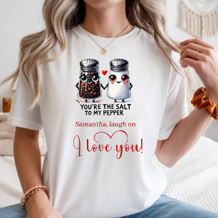 Personlig T-shirt för par med rolig mat för kvinno