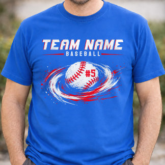 Personlig T-Shirt med Basebollagets Namn och Numme