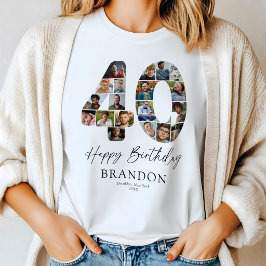 Personlig T-Shirt med fotokollage för 40-årsdag