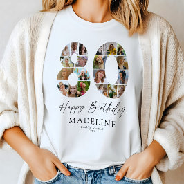 Personlig T-shirt med fotokollage för 80-årsdag