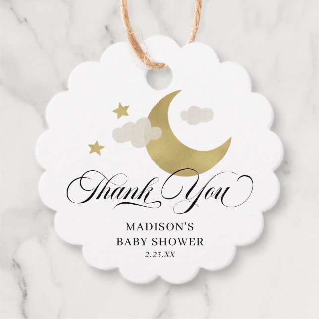 Personlig Tack Baby Shower Måne & Stars Gåvor Etiketter (Framsida)