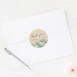 Personlig Tack Blommigt Bröllop Runt Klistermärke
