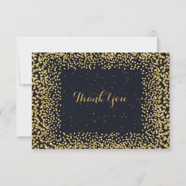 Personlig Tack Cart Black Guld Confetti Kort (Framsida)