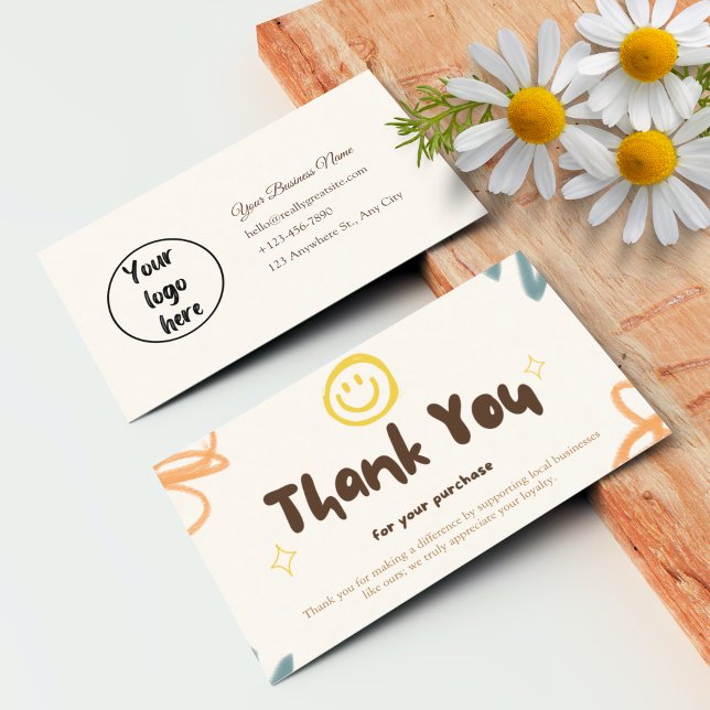 Personlig - tack för att du har Kort-pastel Visitkort (Personalized Business Thank You Card Messages Doodle)
