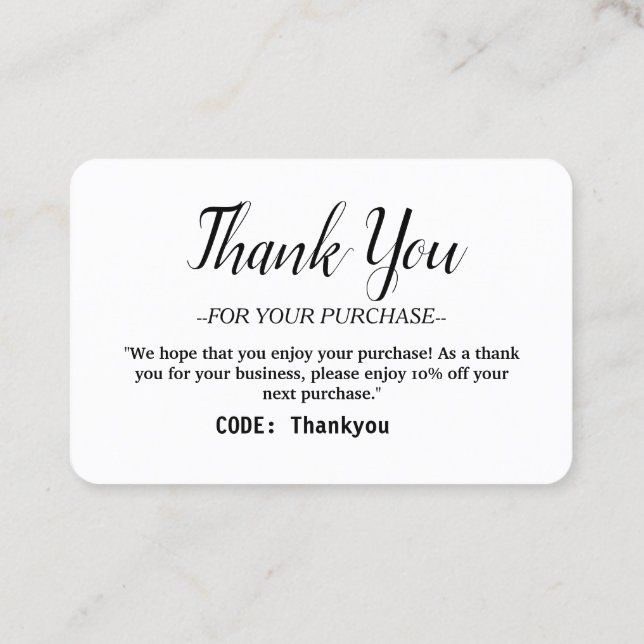 Personlig Tack för beställning med kod Visitkort (Baksida)