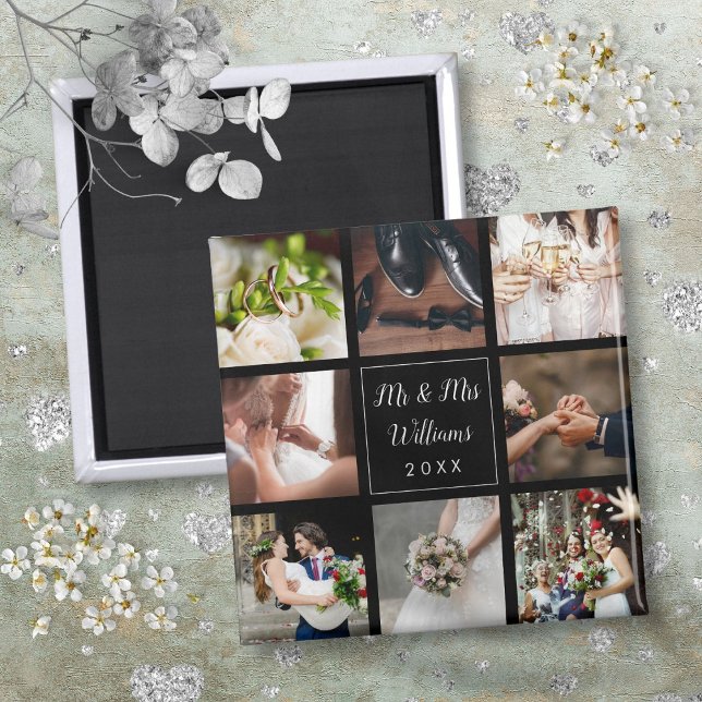 Personlig tack för bröllopsfotomontage magnet (Wedding Photo Collage Thank You Personalized Magnet)