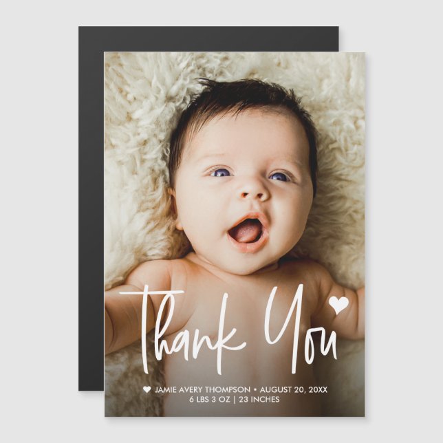 Personlig tack för nyfödd babyfoto  (Fram/baksida)